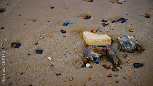 Close up of a stone formation on the Norfolk Coast at Trimingham beach photo