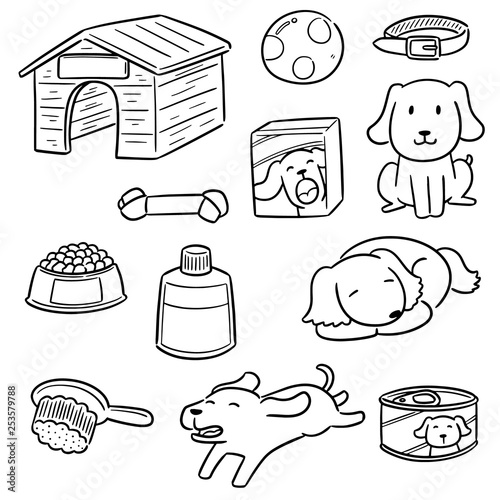 vector set of dog accessories