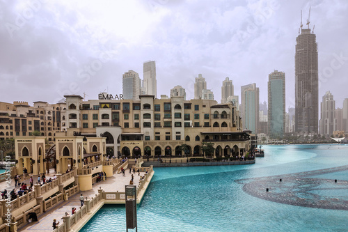 Dubai, UAE: Bridge and Dubai lakes. photo