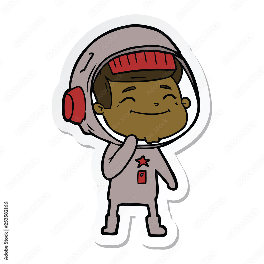 Obraz premium sticker of a happy cartoon astronaut