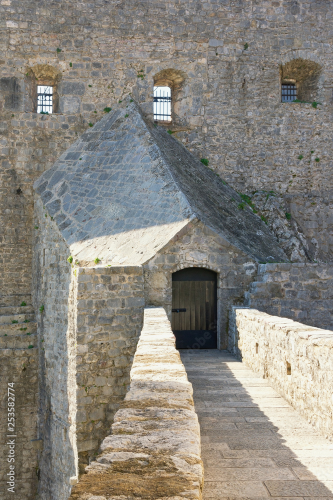 Entrance to the ancient fortress of Sea Fortress (Forte Mare). Old Town of Herceg Novi, Montenegro