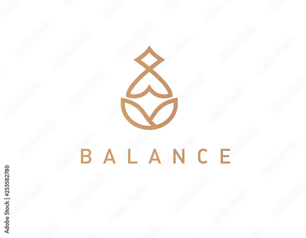 Logo linear icon yoga person chinese practice Logo linear icon yoga person chinese practice
