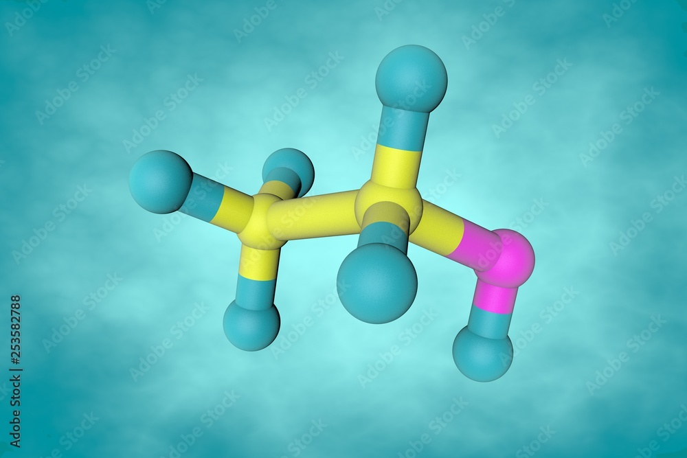 Molecular structure of ethanol (drinking alcohol, ethyl alcohol). Medical background. 3d illustration Molecular structure of ethanol (drinking alcohol, ethyl alcohol). Medical background. 3d illustration