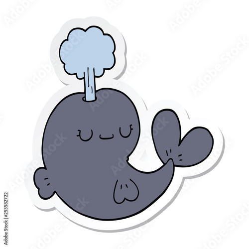 sticker of a cute cartoon whale