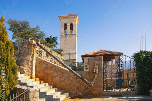 View of Old Town of Herceg Novi on sunny winter day. Bell tower of Saint Jerome Church.  Montenegro photo