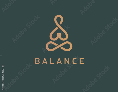 Geometric logo linear icon yoga person balance