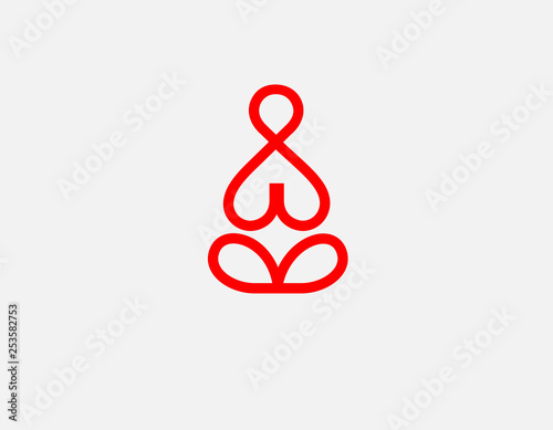  Creative logo linear icon yoga person red heart