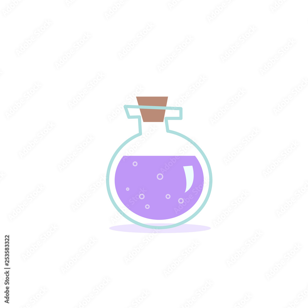 Image of a round flask with a liquid. Vector illustration Image of a round flask with a liquid. Vector illustration