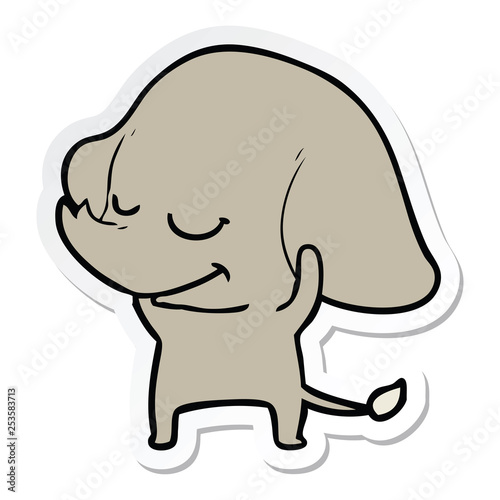 sticker of a cartoon smiling elephant