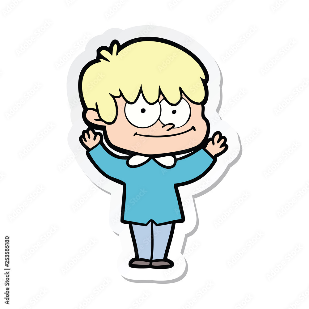sticker of a happy cartoon man sticker of a happy cartoon man
