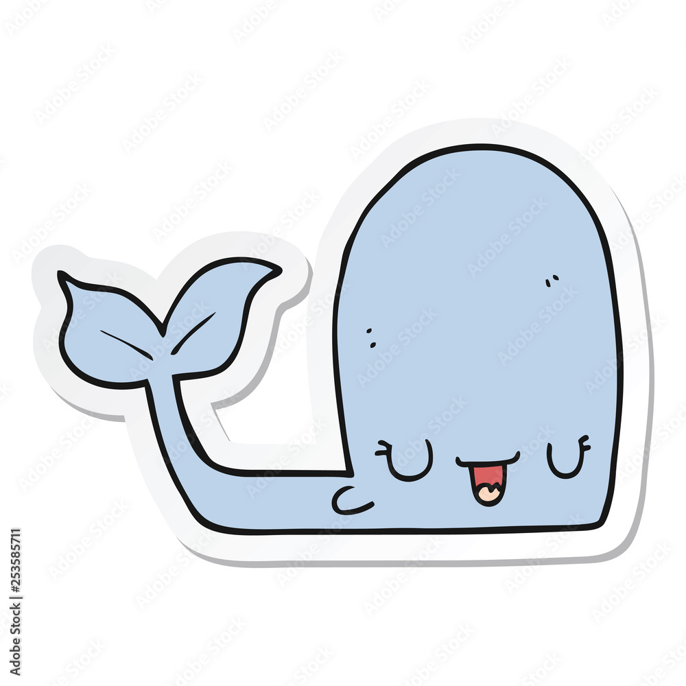 sticker of a cartoon happy whale sticker of a cartoon happy whale