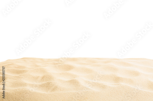 Beach sand on white background. Mockup for design