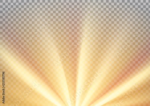 Yellow sun rays with warm orange flare
