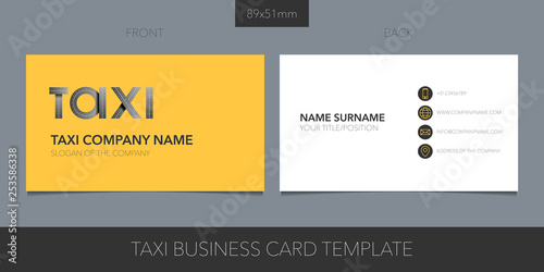 Taxi, cab vector business card template with corporate logo, icon and contact details