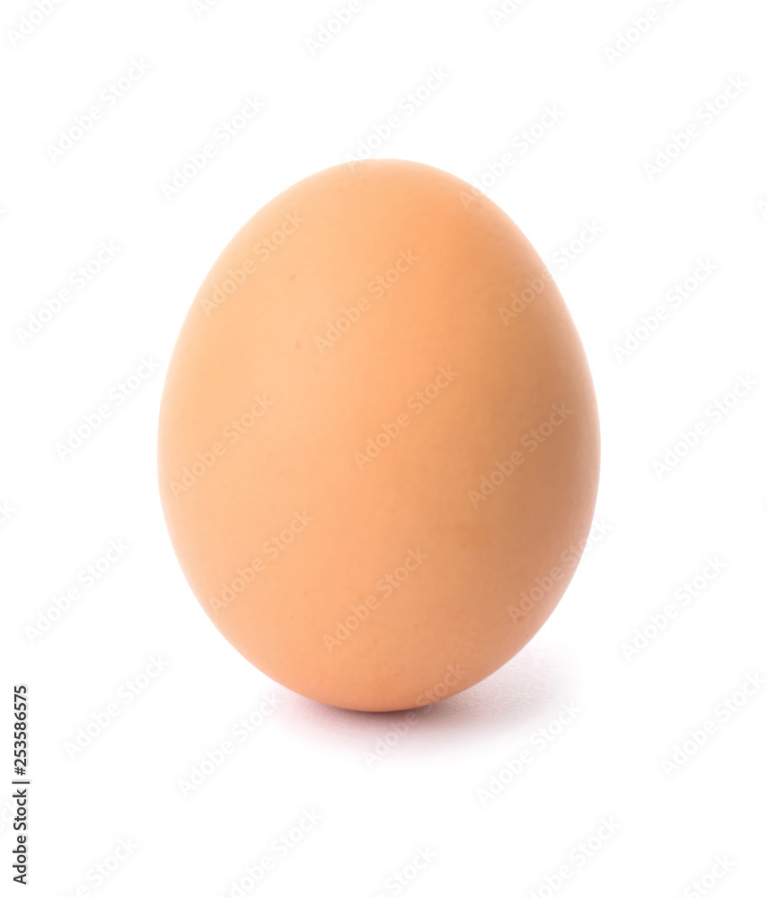 One brown chicken egg on white background One brown chicken egg on white background