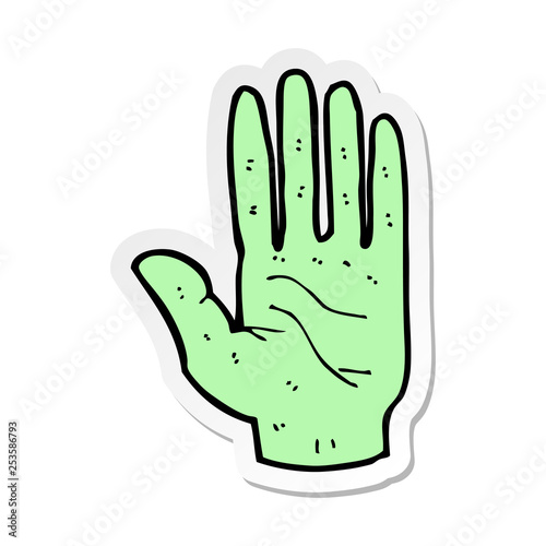 sticker of a cartoon zombie hand