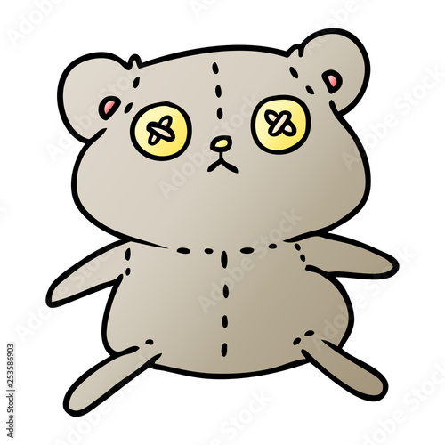 gradient cartoon of a cute stiched up teddy bear