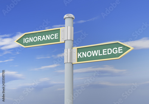 3d ignorance knowledge road sign photo