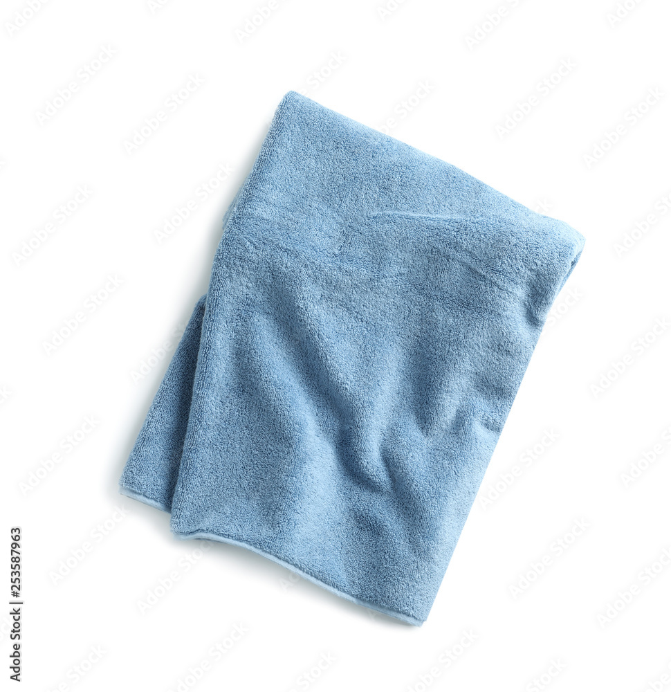 Soft folded towel isolated on white, top view Soft folded towel isolated on white, top view