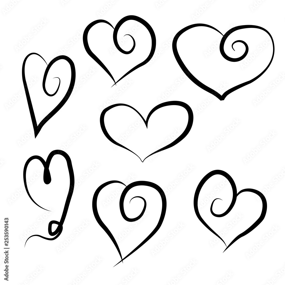 Set of outline hand drawn heart icon.Vector heart collection. Illustration for your graphic design. Set of outline hand drawn heart icon.Vector heart collection. Illustration for your graphic design.