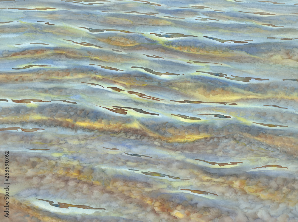 Sunny sea with transparent waves watercolor background Sunny sea with transparent waves watercolor background