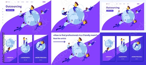 Isometric Hiring Remote Workers for the Project