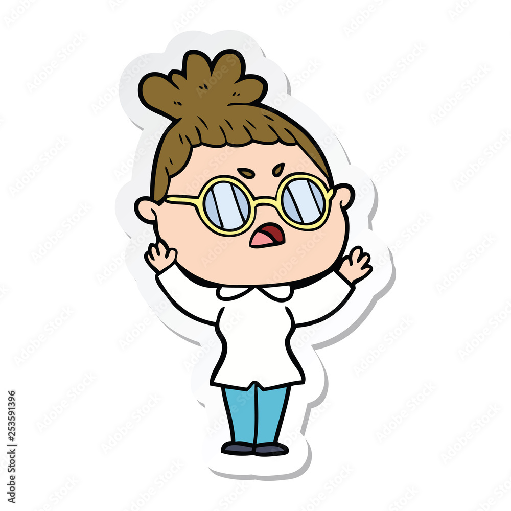 sticker of a cartoon annoyed woman