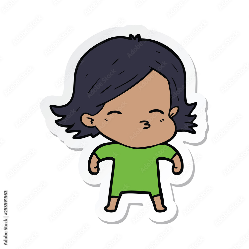 sticker of a cartoon woman sticker of a cartoon woman