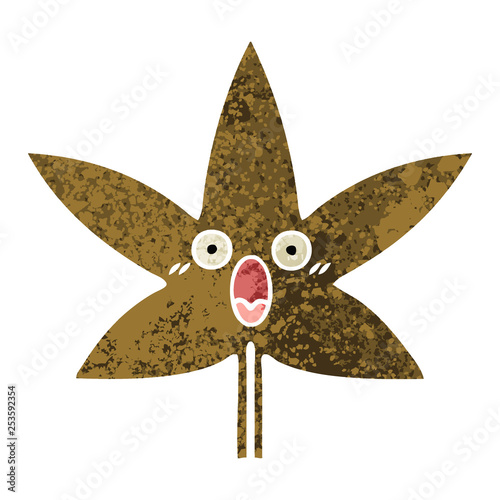 retro illustration style cartoon autumnal leaf