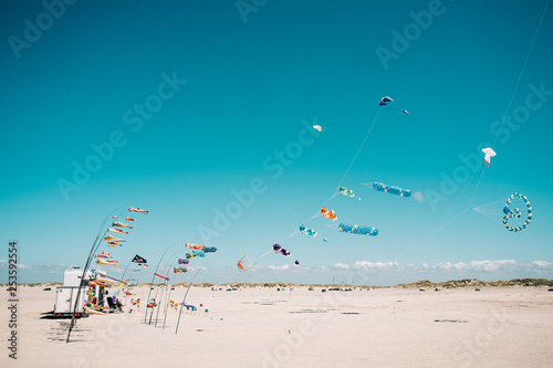 Colorful kites on the beach, Rømø Denmark