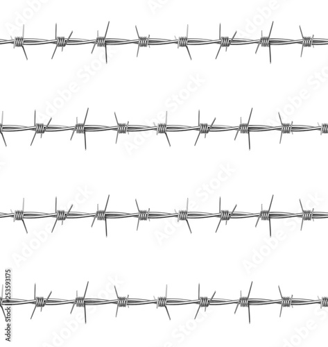 Barbed wire seamless pattern. Steel wire. Safety fence. Illustration.