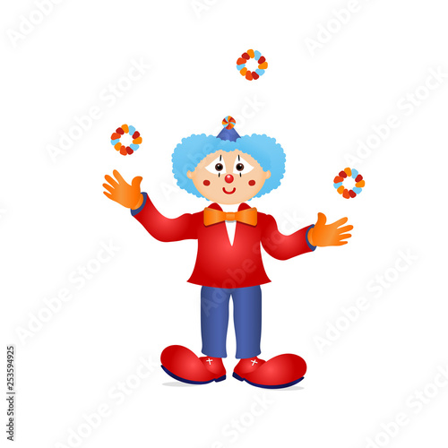 Colorful clown circus costume character