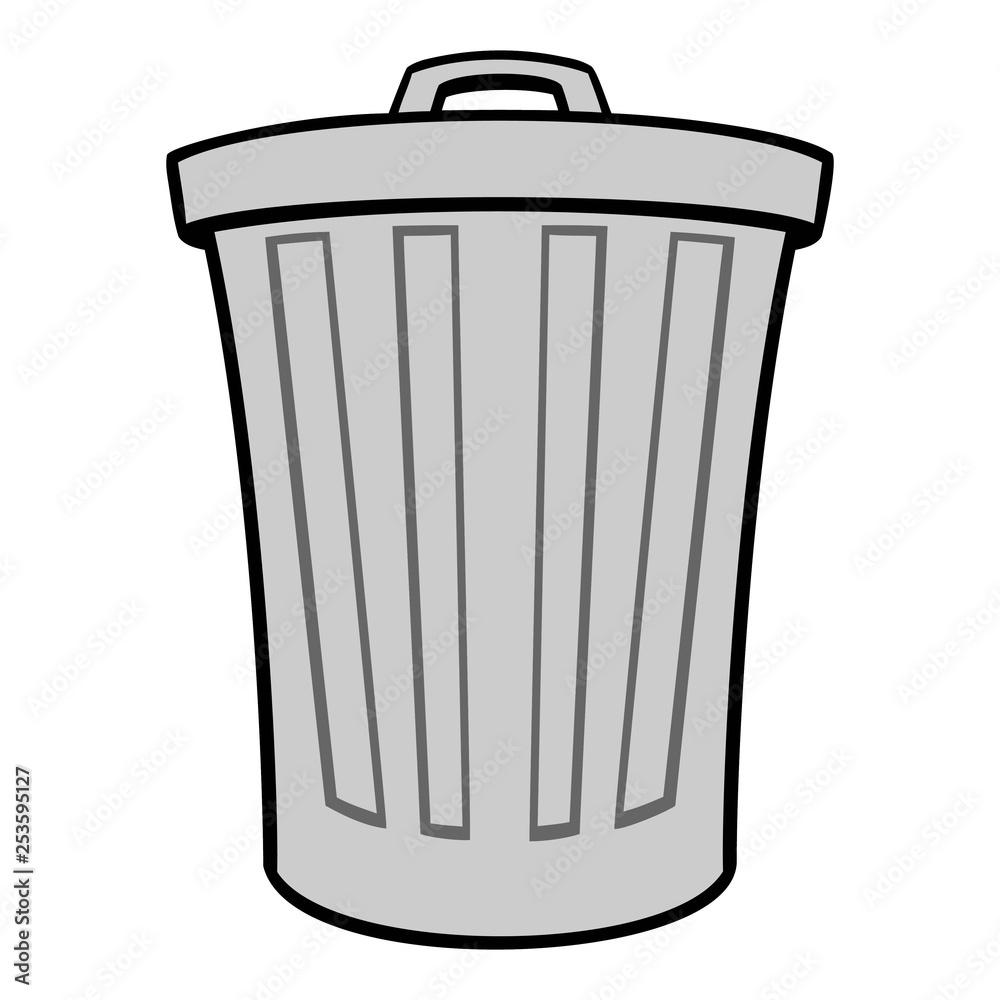 Trash Can - A vector cartoon illustration of a aluminum Trash Can