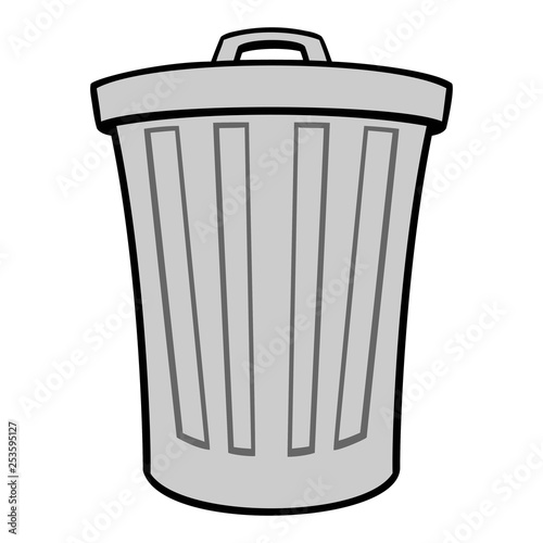 Trash Can - A vector cartoon illustration of a aluminum Trash Can.