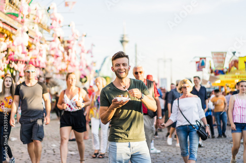 Photography man in an amusement park