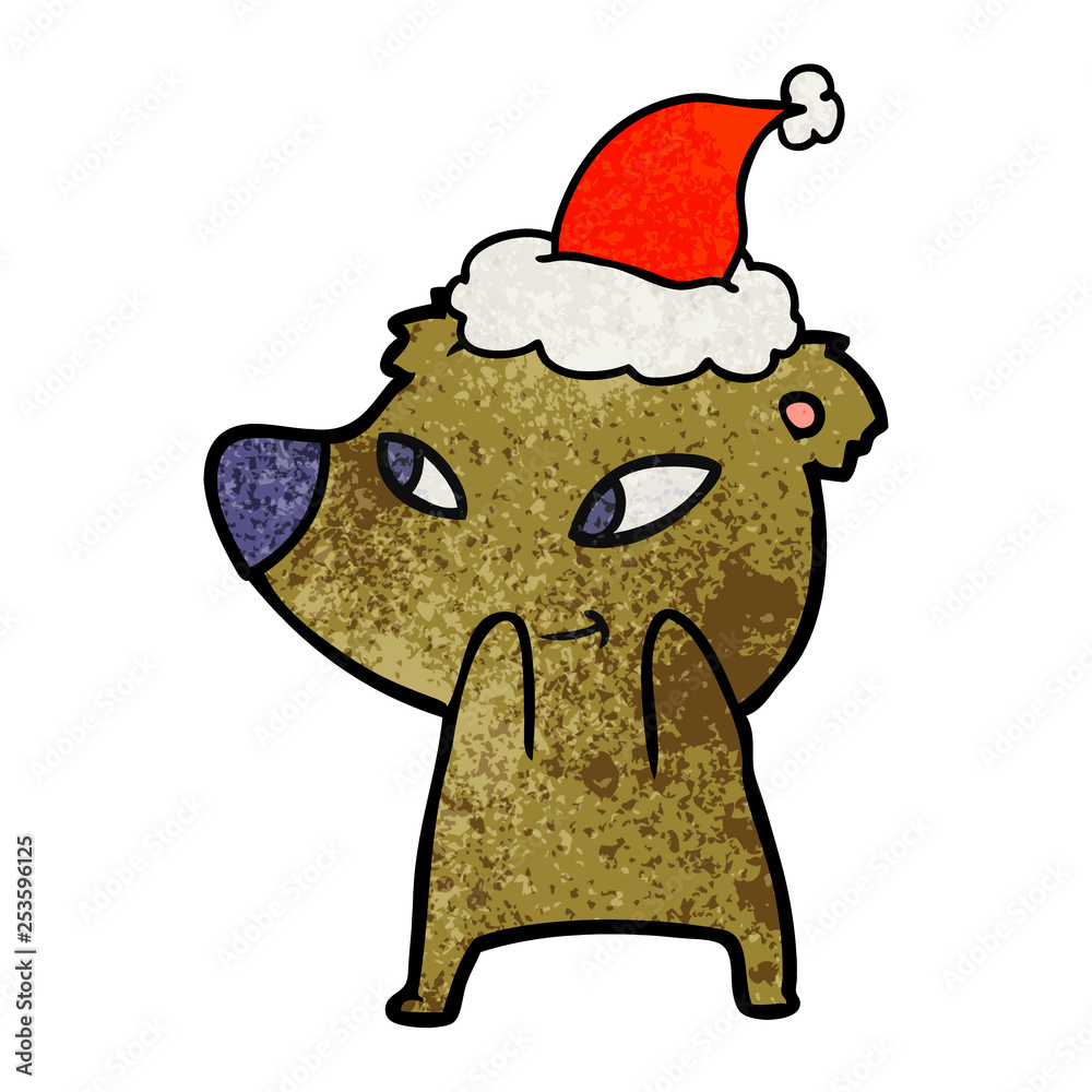 cute textured cartoon of a bear wearing santa hat cute textured cartoon of a bear wearing santa hat