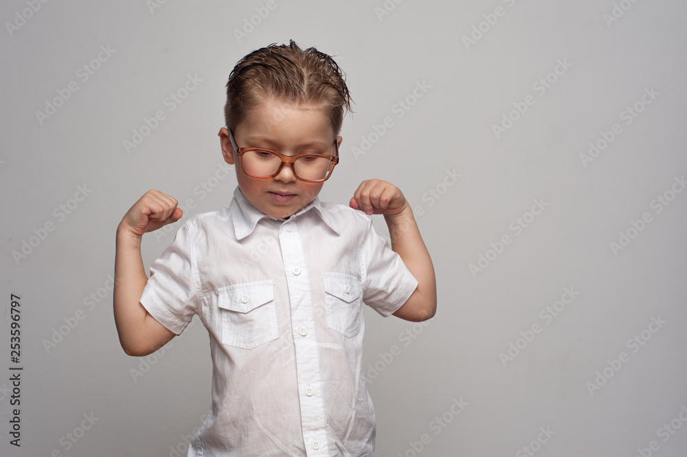 Positive little boy an elementary school student Positive little boy an elementary school student