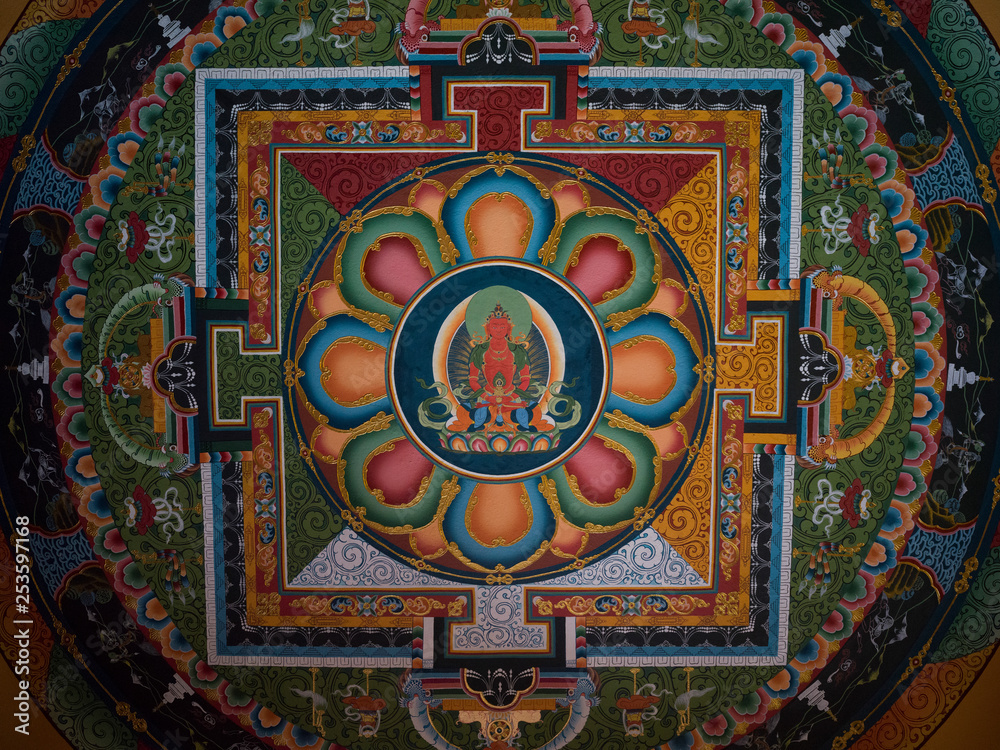 Close-up of Mandala in a monastery, Kaluk, Sikkim, India