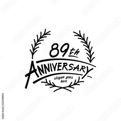 89 years design template. Vector and illustration. 89 years logo.