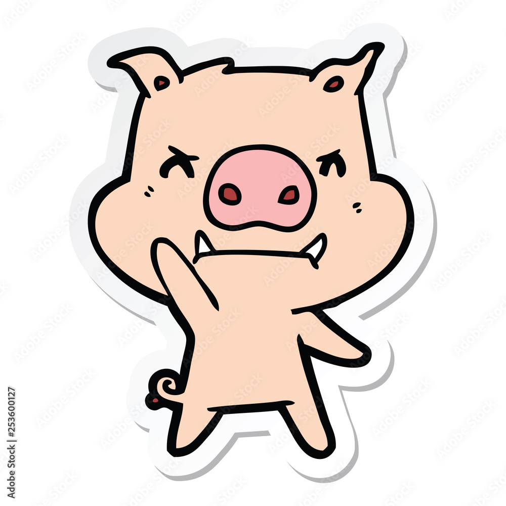 sticker of a angry cartoon pig sticker of a angry cartoon pig