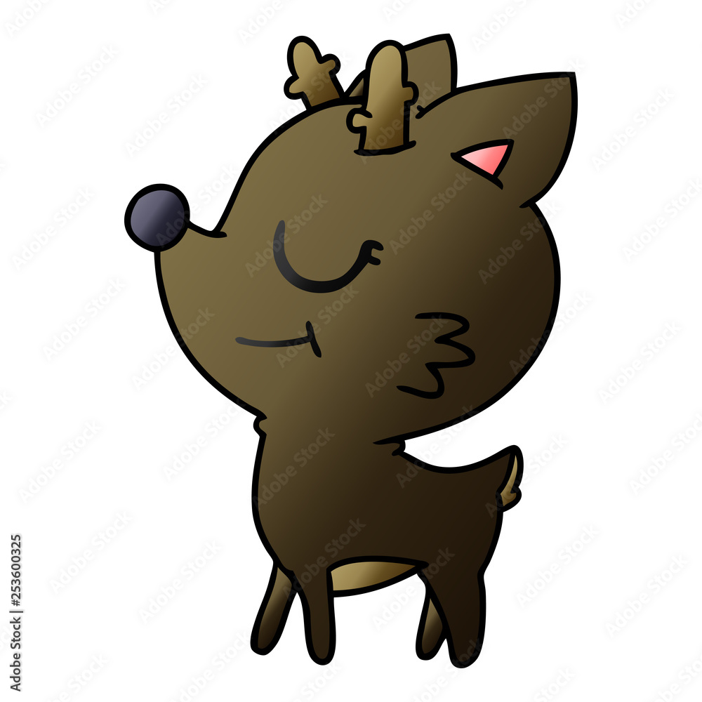 gradient cartoon of cute red nosed reindeer gradient cartoon of cute red nosed reindeer