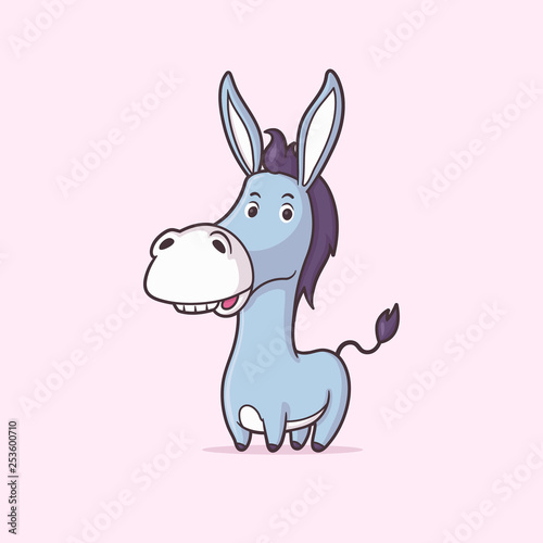 Funny cute donkey vector cartoon illustration