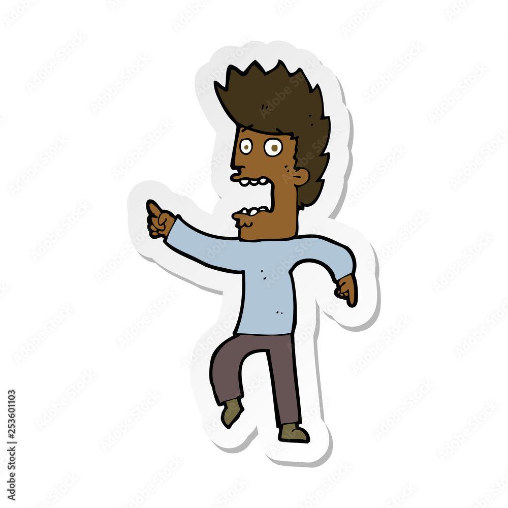 sticker of a cartoon terrified man