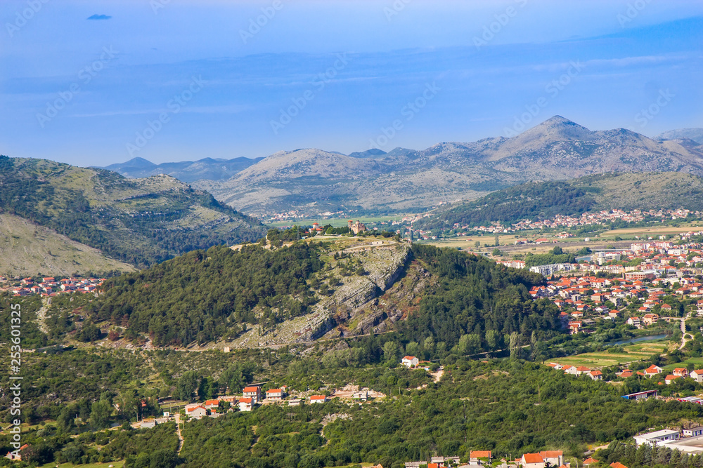 Aerial view of the monastery Hercegovacka Gracanica in Trebinje. Bosnia and Hercegovina