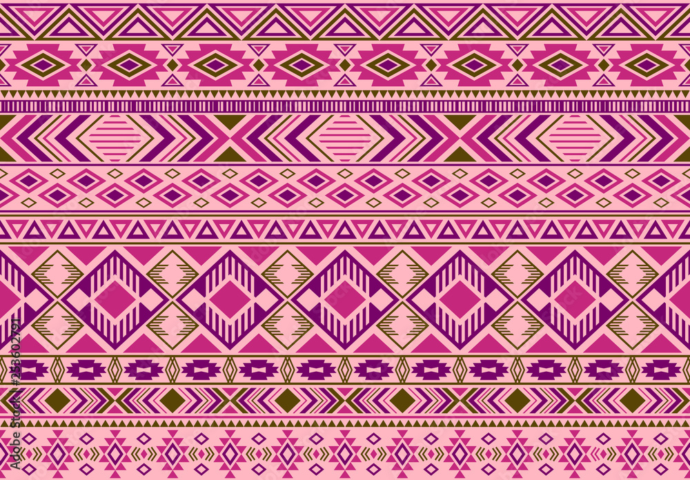 Boho pattern tribal ethnic motifs geometric seamless vector background. Modern indian tribal motifs clothing fabric textile print traditional design with triangle and rhombus shapes.