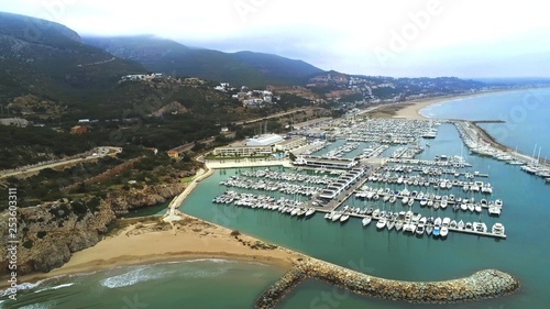 Photography Aerial view of Port Ginesta in Castelldefels. Spain. Drone Photo