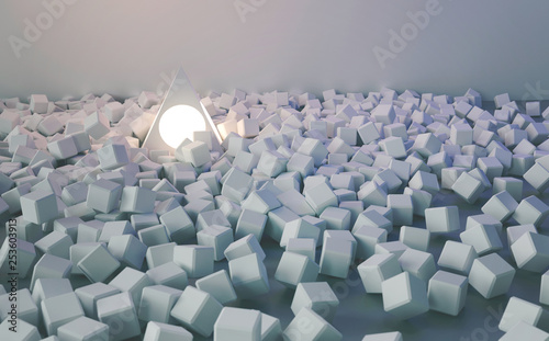 Fototapeta Naklejka Na Ścianę i Meble -  Futuristic cubes with lighting Sphere Abstract Concept Background, 3D Rendering