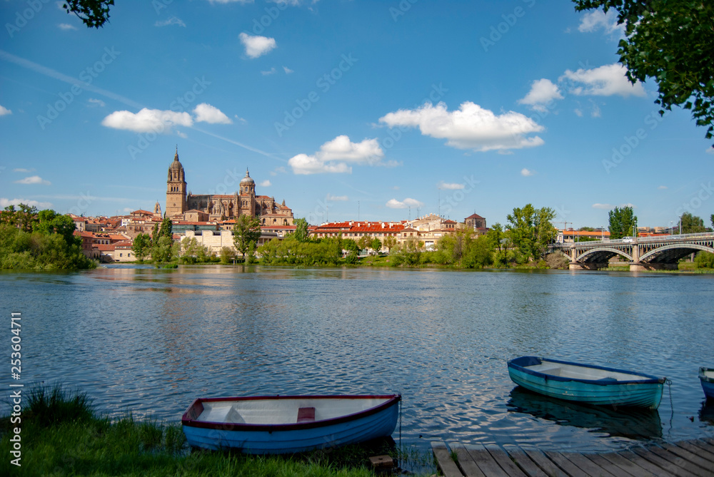 Rio Tormes with boats in Salamanca