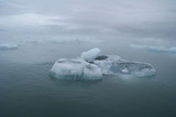 Icebergs on Lake Jökulsárlón in the Vatnajökull National Park on a foggy day