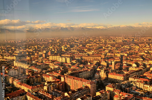 View of Turin from the top of the thirty-fifth floor of the Intesa Sanpaolo bank photo